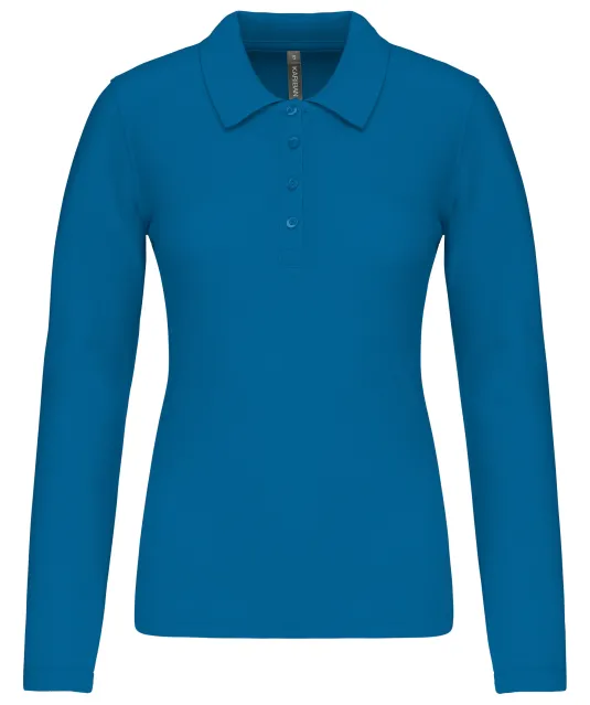 K257 - Piqué-damespolo lange mouwen Tropical Blue