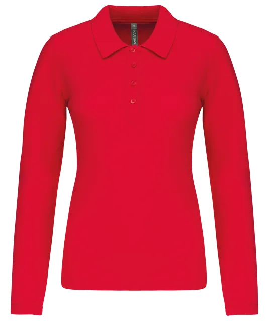 K257 - Piqué-damespolo lange mouwen Red