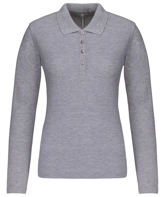 K257 - Piqué-damespolo lange mouwen Oxford Grey