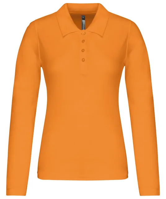 K257 - Piqué-damespolo lange mouwen Orange