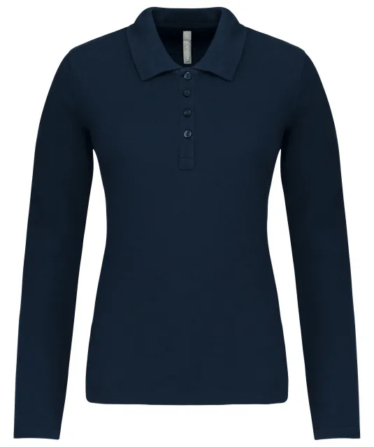 K257 - Piqué-damespolo lange mouwen Navy