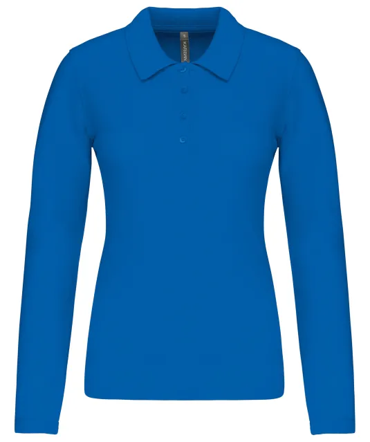 K257 - Piqué-damespolo lange mouwen Light Royal Blue