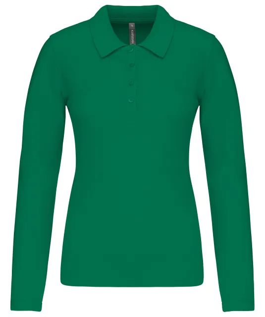 K257 - Piqué-damespolo lange mouwen Kelly Green