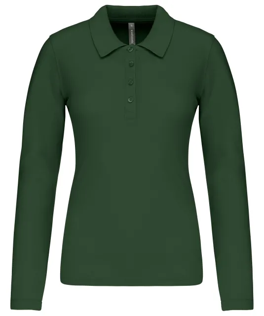 K257 - Piqué-damespolo lange mouwen Forest Green