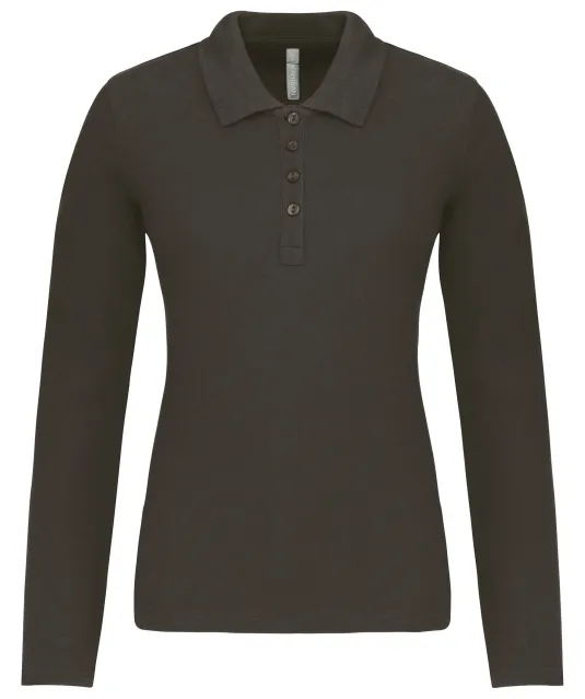 K257 - Piqué-damespolo lange mouwen Dark Grey