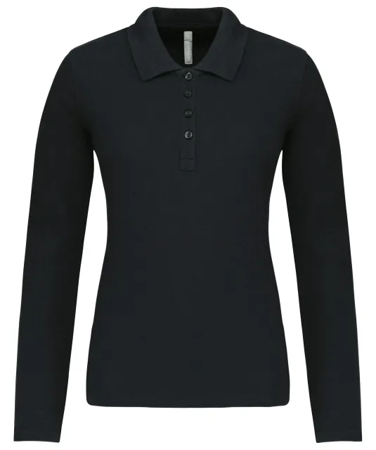 K257 - Piqué-damespolo lange mouwen Black