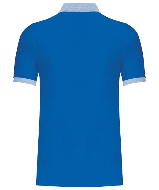K258 - Piqué-herenpolo tweekleurig Light Royal Blue / Oxford Grey