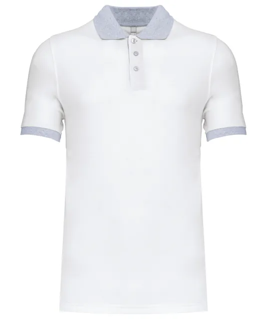 K258 - Piqué-herenpolo tweekleurig White / Oxford Grey