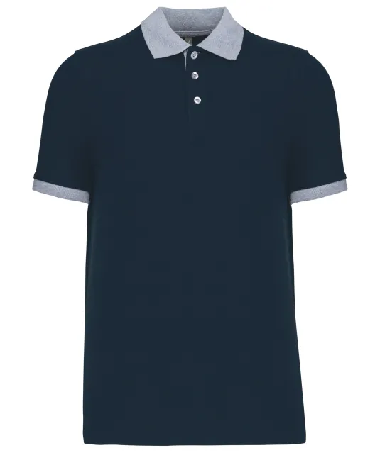 K258 - Piqué-herenpolo tweekleurig Navy / Oxford Grey