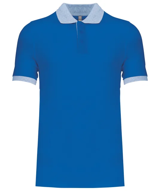 K258 - Piqué-herenpolo tweekleurig Light Royal Blue / Oxford Grey