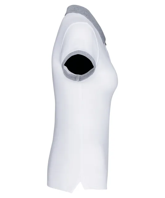 K259 - Piqué-damespolo tweekleurig White / Oxford Grey