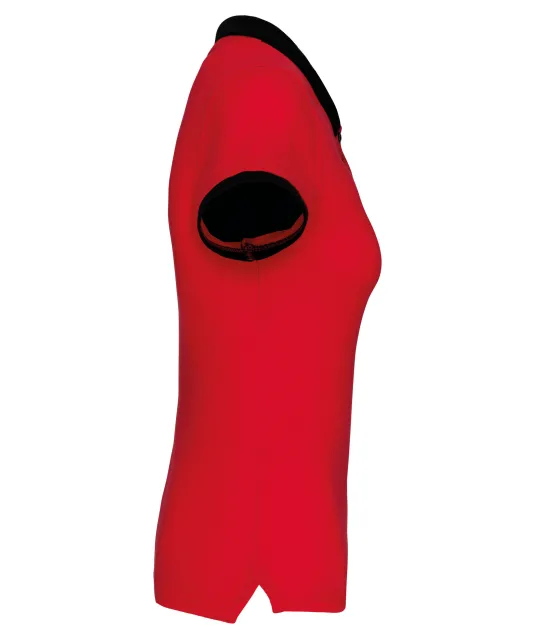 K259 - Piqué-damespolo tweekleurig Red / Black