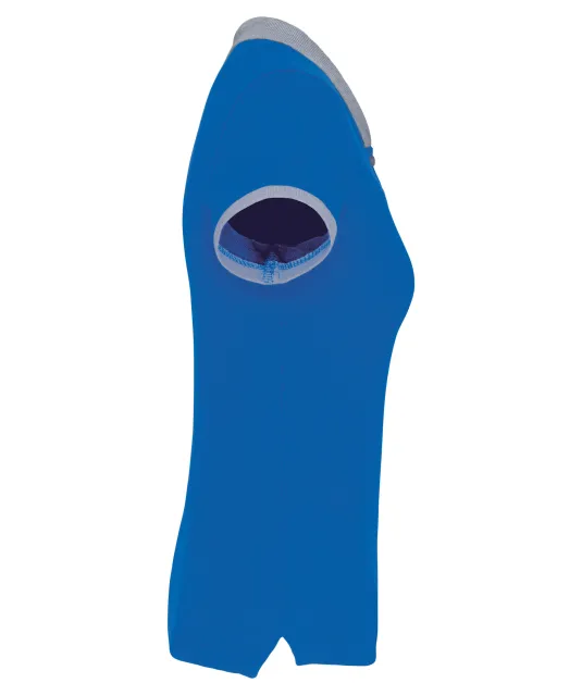 K259 - Piqué-damespolo tweekleurig Light Royal Blue / Oxford Grey