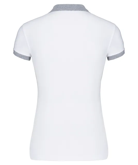 K259 - Piqué-damespolo tweekleurig White / Oxford Grey
