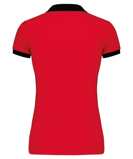 K259 - Piqué-damespolo tweekleurig Red / Black