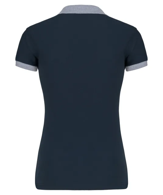 K259 - Piqué-damespolo tweekleurig Navy / Oxford Grey