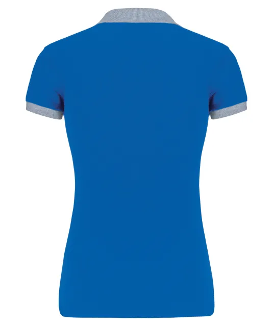 K259 - Piqué-damespolo tweekleurig Light Royal Blue / Oxford Grey