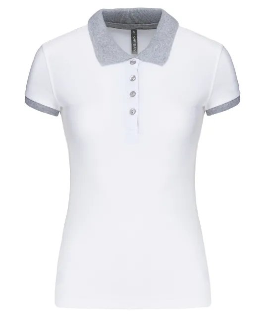 K259 - Piqué-damespolo tweekleurig White / Oxford Grey