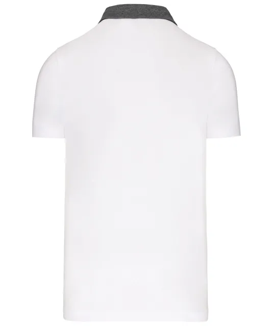 K260 - Tweekleurige herenpolo jersey White / Dark Grey Heather