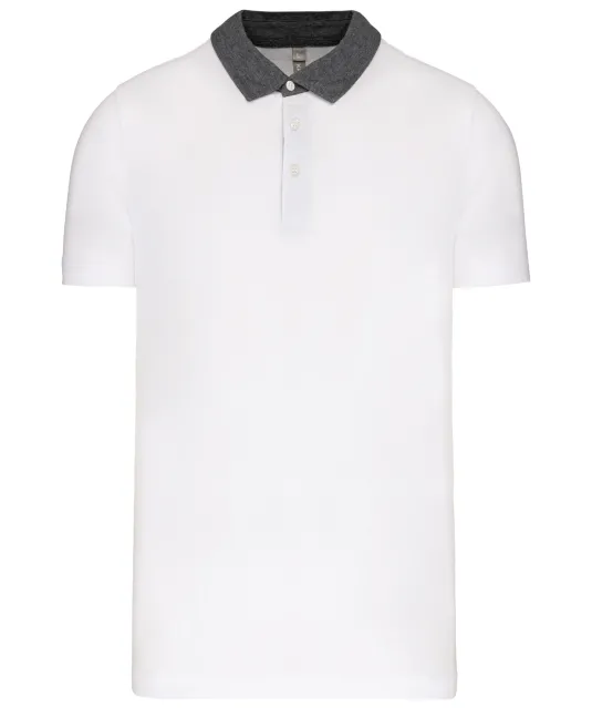 K260 - Tweekleurige herenpolo jersey White / Dark Grey Heather