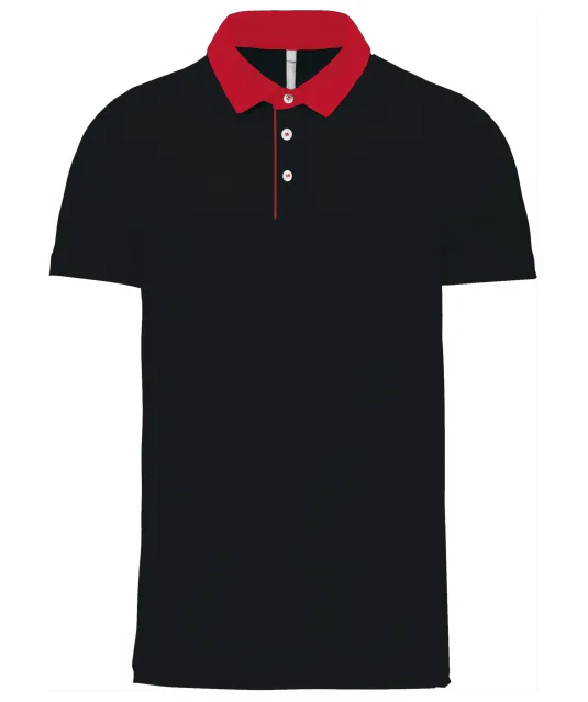 K260 - Tweekleurige herenpolo jersey Black / Red