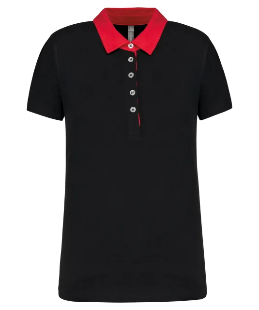 K261 - Tweekleurige damespolo jersey Black / Red