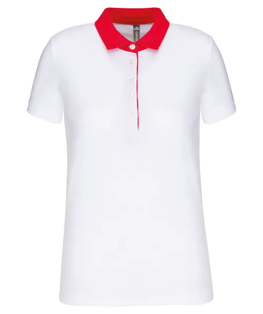 K261 - Tweekleurige damespolo jersey White / Red