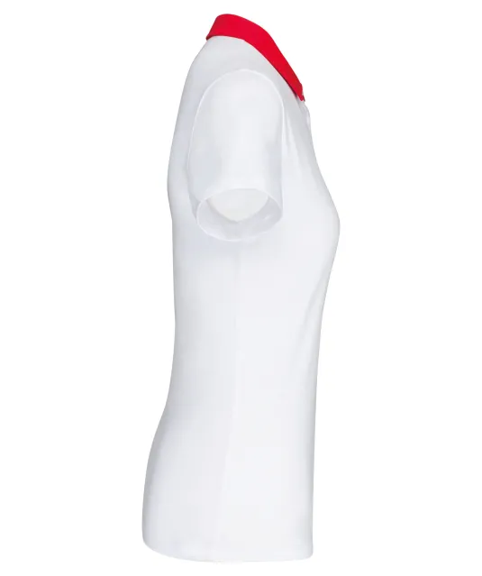 K261 - Tweekleurige damespolo jersey White / Red