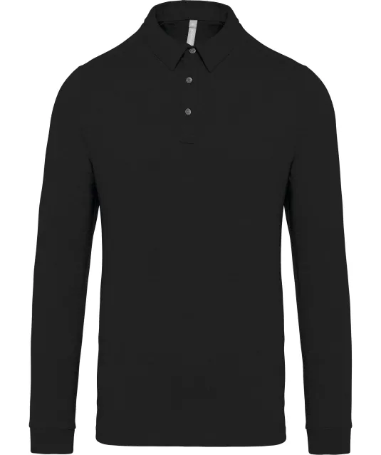 K264 - Herenpolo lange mouwen van jersey Black