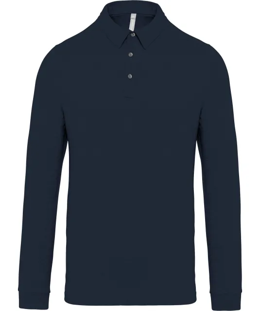 K264 - Herenpolo lange mouwen van jersey Navy