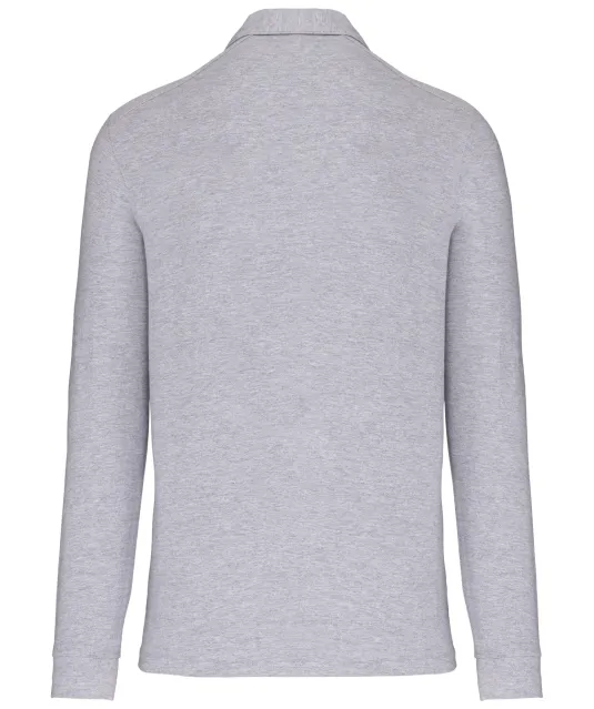 K264 - Herenpolo lange mouwen van jersey Oxford Grey