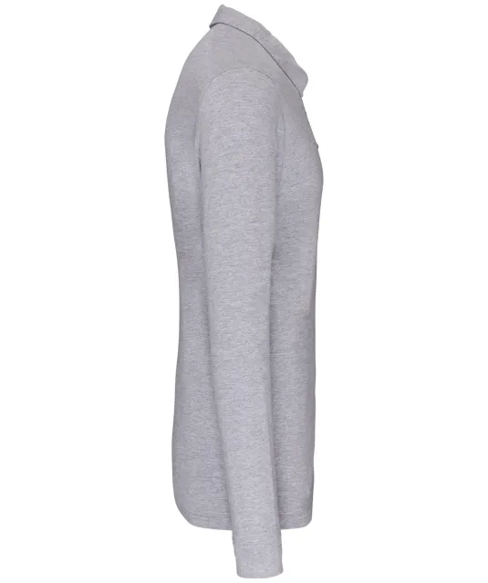 K264 - Herenpolo lange mouwen van jersey Oxford Grey