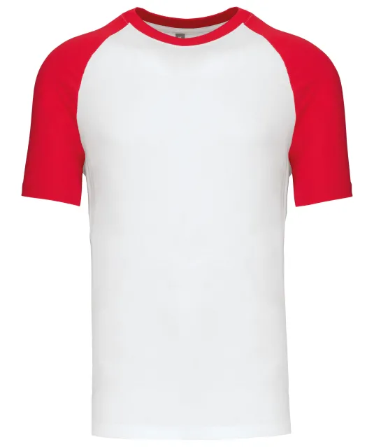 K330 - Baseball - Tweekleurig t-shirt White / Red