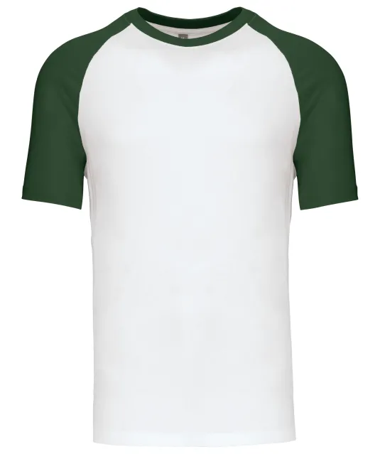 K330 - Baseball - Tweekleurig t-shirt White / Forest Green