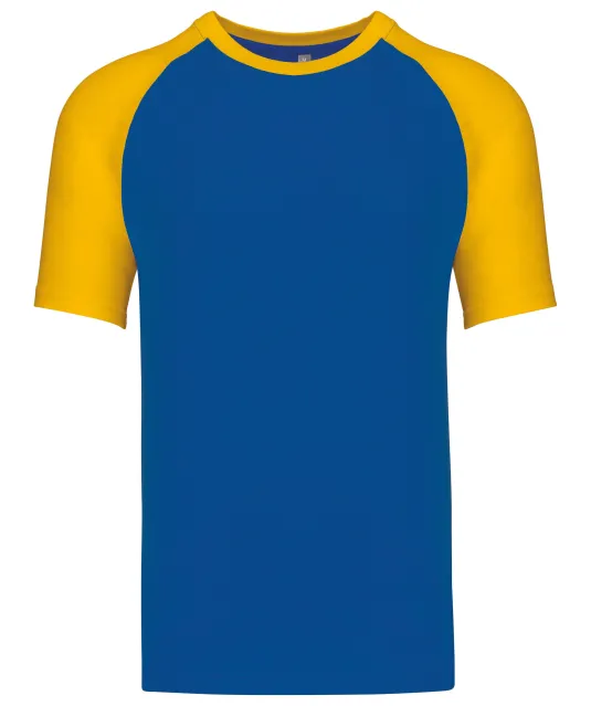 K330 - Baseball - Tweekleurig t-shirt Royal Blue / Yellow