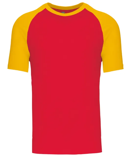 K330 - Baseball - Tweekleurig t-shirt Red / Yellow