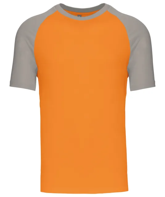 K330 - Baseball - Tweekleurig t-shirt Orange / Light Grey
