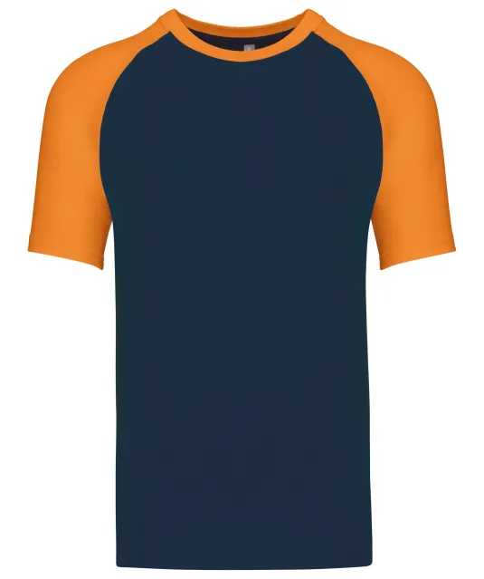 K330 - Baseball - Tweekleurig t-shirt Navy / Orange