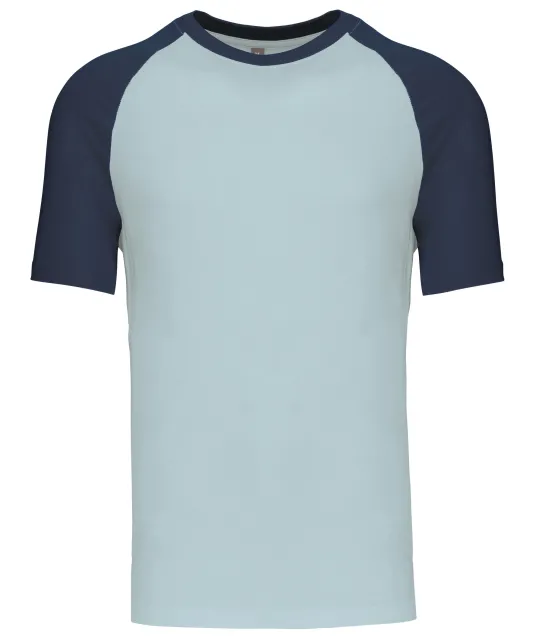 K330 - Baseball - Tweekleurig t-shirt Ice Blue / Denim