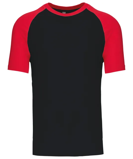 K330 - Baseball - Tweekleurig t-shirt Black / Red