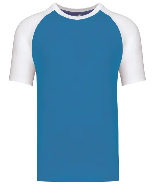K330 - Baseball - Tweekleurig t-shirt Aqua Blue / White
