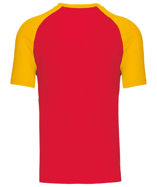 K330 - Baseball - Tweekleurig t-shirt Red / Yellow
