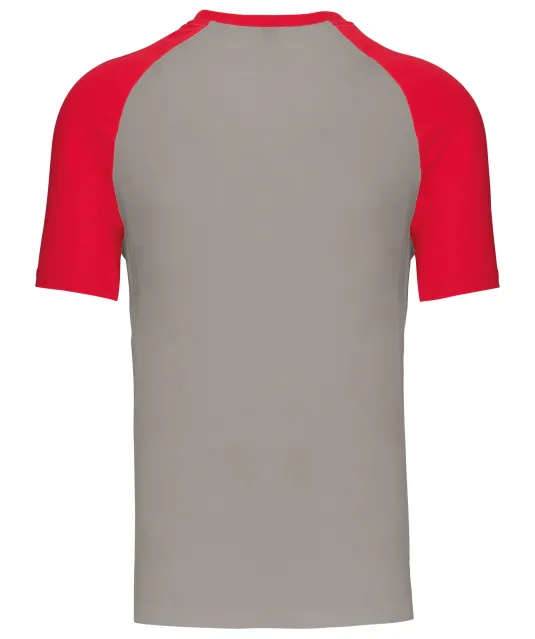 K330 - Baseball - Tweekleurig t-shirt Light Grey / Red