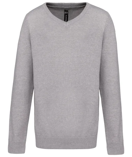 K9109 - Trui met V-hals kind Grey Melange