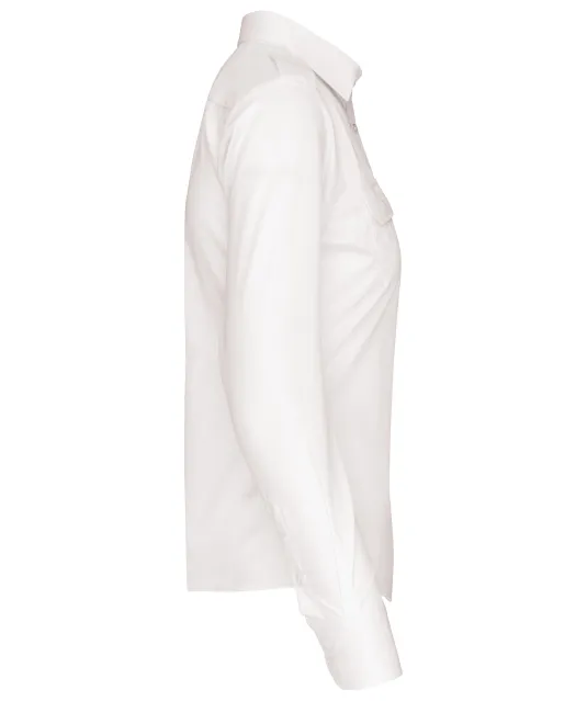 K506 - Damespilootoverhemd lange mouwen White