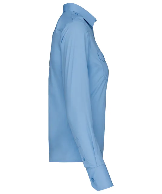 K506 - Damespilootoverhemd lange mouwen Sky Blue