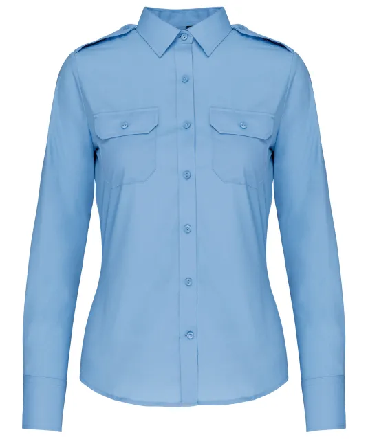 K506 - Damespilootoverhemd lange mouwen Sky Blue