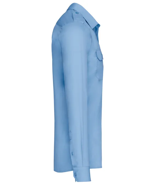 K505 - Herenpilootoverhemd lange mouwen Sky Blue