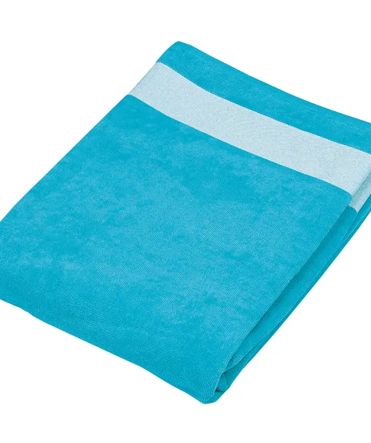 K118 - Fluwelen Strandlaken Turquoise / White