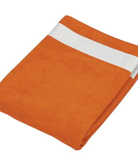 K118 - Fluwelen Strandlaken Orange / White